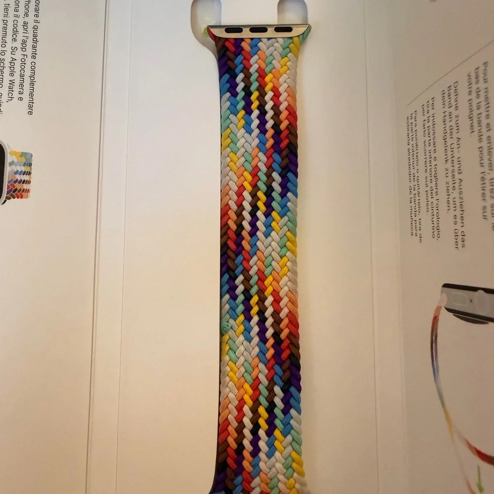 Apple Braided Solo Loop Watch Band - Multicolor Rainbow Weave